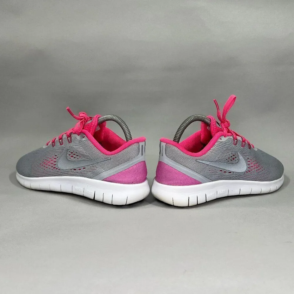 Nike Free RN Running Shoes Girls 7 Grey Pink Athletic Run Training Sneakers‎